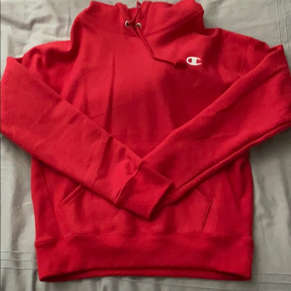 Red champion hoodie